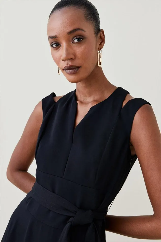 Soft Tailored Short Waterfall Mini Dress Black Women Karen Millen Dresses