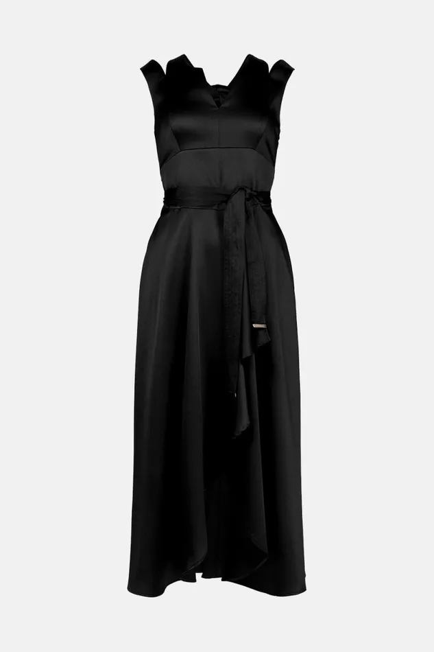 Soft Tailored Short Waterfall Mini Dress Black Women Karen Millen Dresses