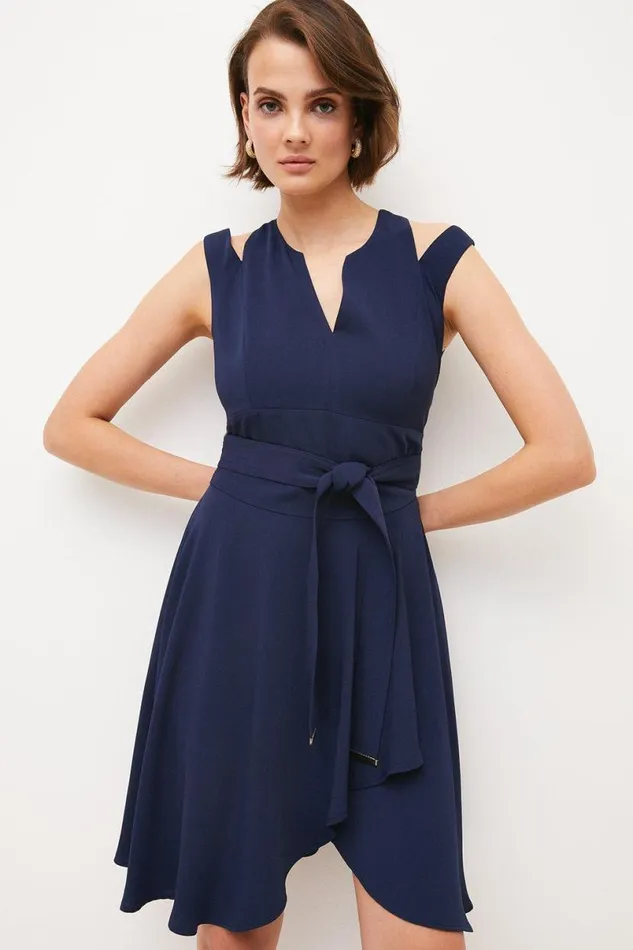 Soft Tailored Short Waterfall Mini Dress Navy Women Karen Millen Dresses