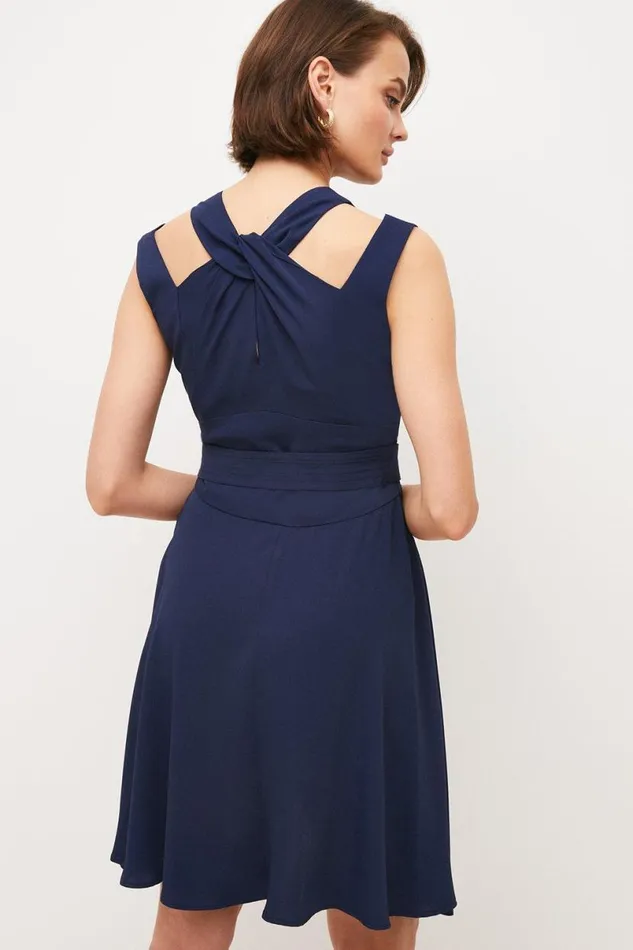 Soft Tailored Short Waterfall Mini Dress Navy Women Karen Millen Dresses