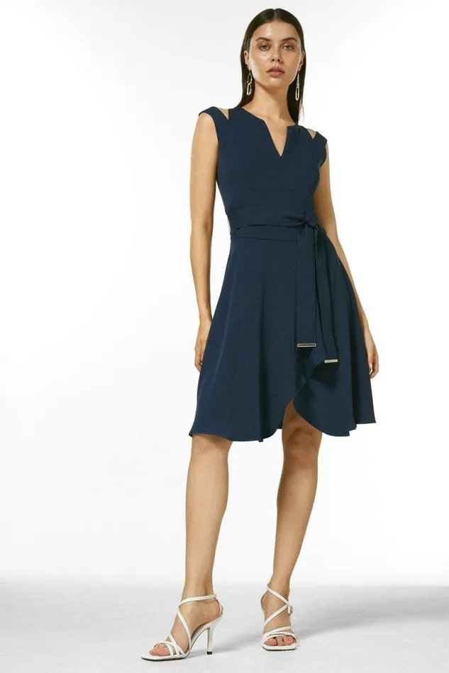 Soft Tailored Short Waterfall Mini Dress Navy Women Karen Millen Dresses