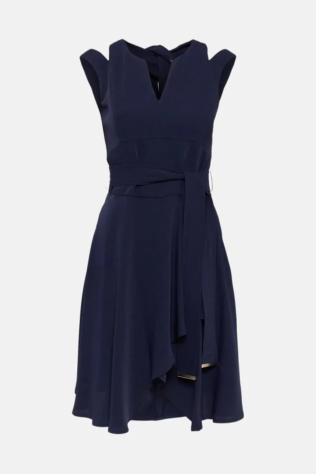 Soft Tailored Short Waterfall Mini Dress Navy Women Karen Millen Dresses