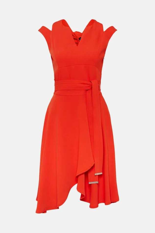 Soft Tailored Short Waterfall Mini Dress Orange Women Karen Millen Dresses