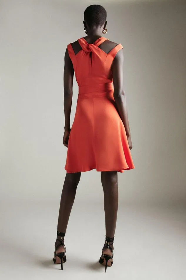 Soft Tailored Short Waterfall Mini Dress Orange Women Karen Millen Dresses