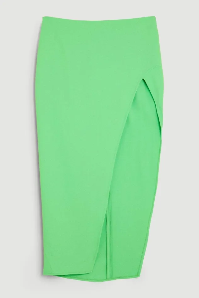 Soft Tailored Ultra High Split Maxi Skirt Green Women Karen Millen Skirts