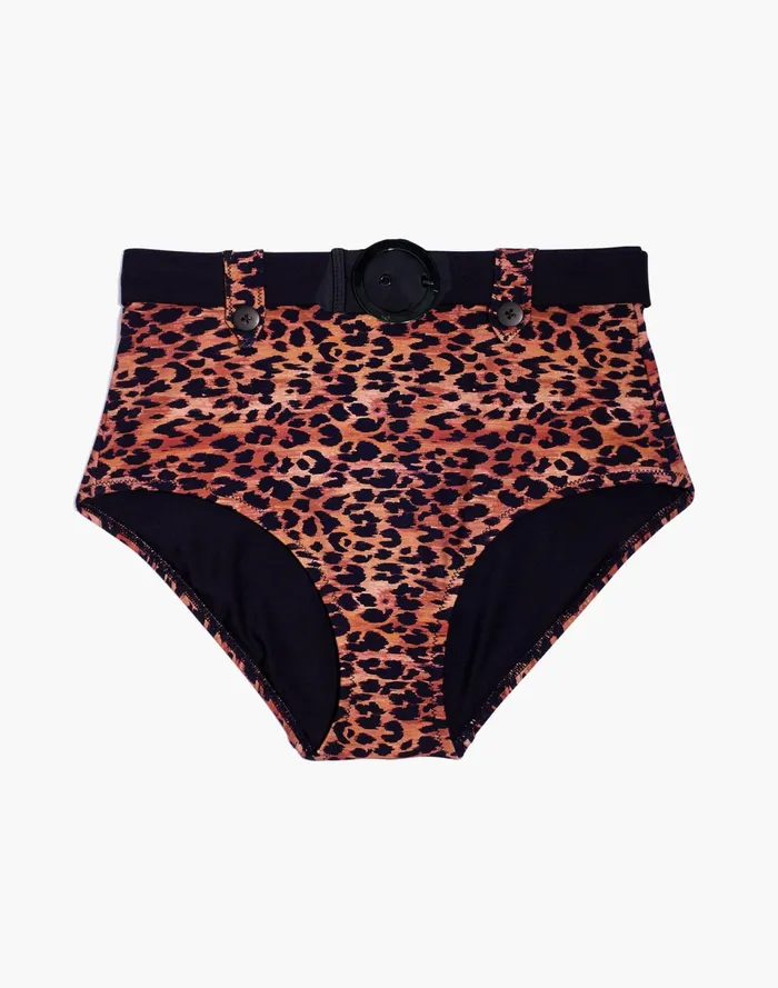 Solid and Striped Annie High Waist Bikini Bottom In Leopard Print Leopard Print Women Madewell Swim