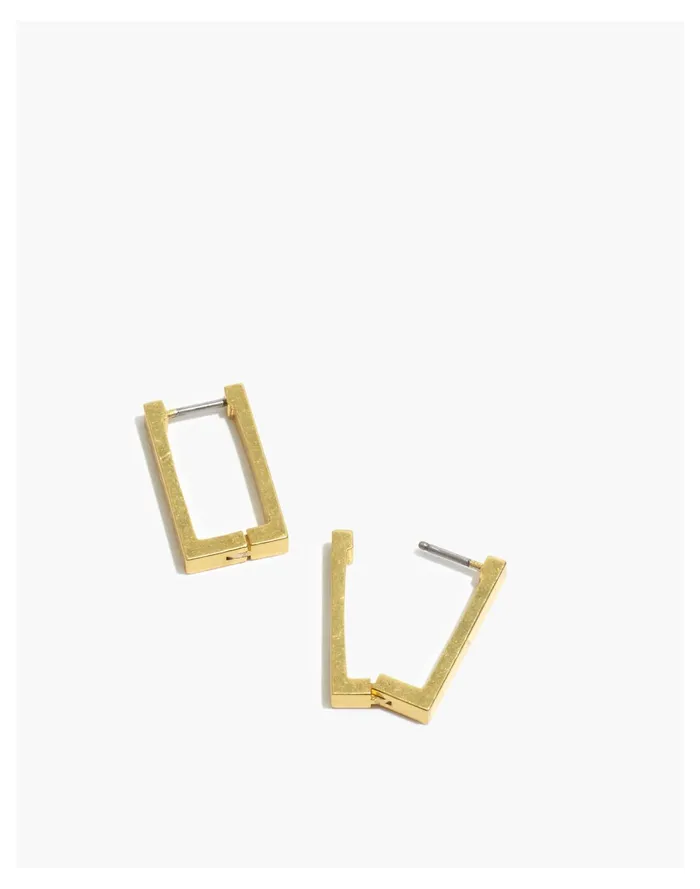 Square Huggie Hoop Earrings Vintage Gold Women Madewell Earrings