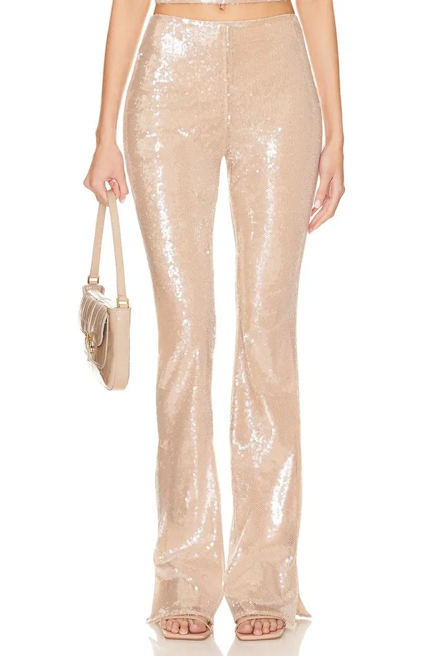 Stevie Sequin Pant Nude Neutral Women Lovers Friends Pants