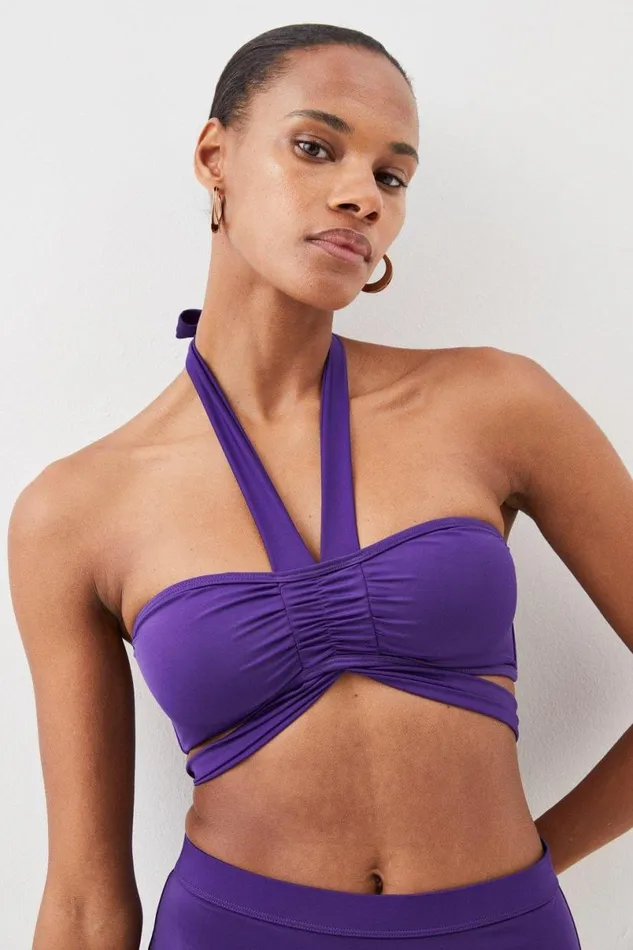 Strappy Halter Bikini Top Purple Women Karen Millen Swimwear