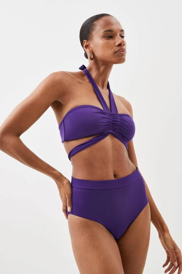 Strappy Halter Bikini Top Purple Women Karen Millen Swimwear