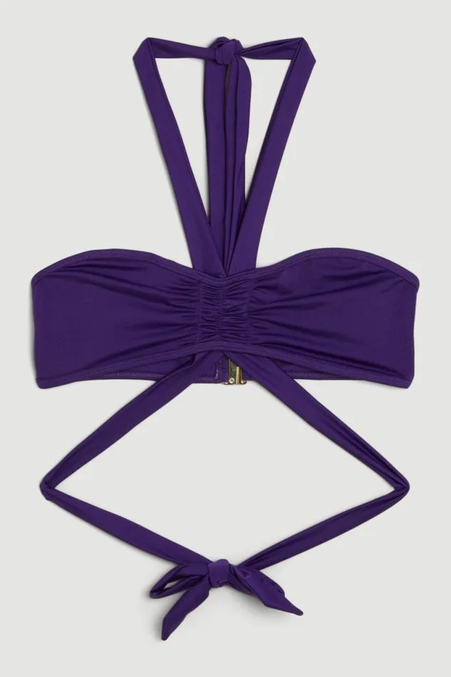 Strappy Halter Bikini Top Purple Women Karen Millen Swimwear