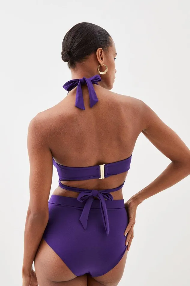 Strappy Halter Bikini Top Purple Women Karen Millen Swimwear