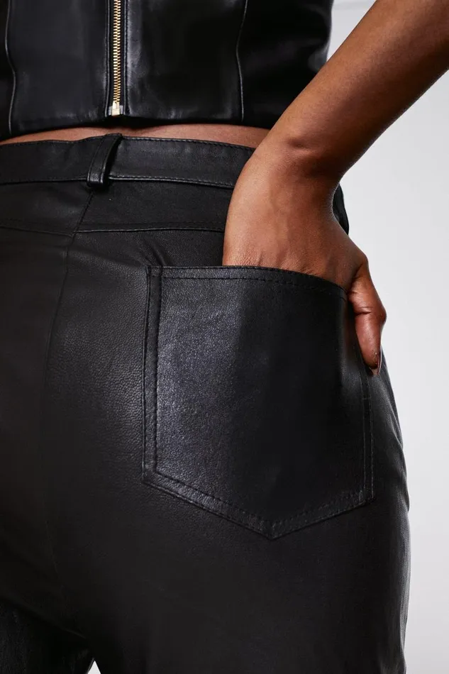 Stretch 5 Pocket Leather Jean Black Women Karen Millen Jeans