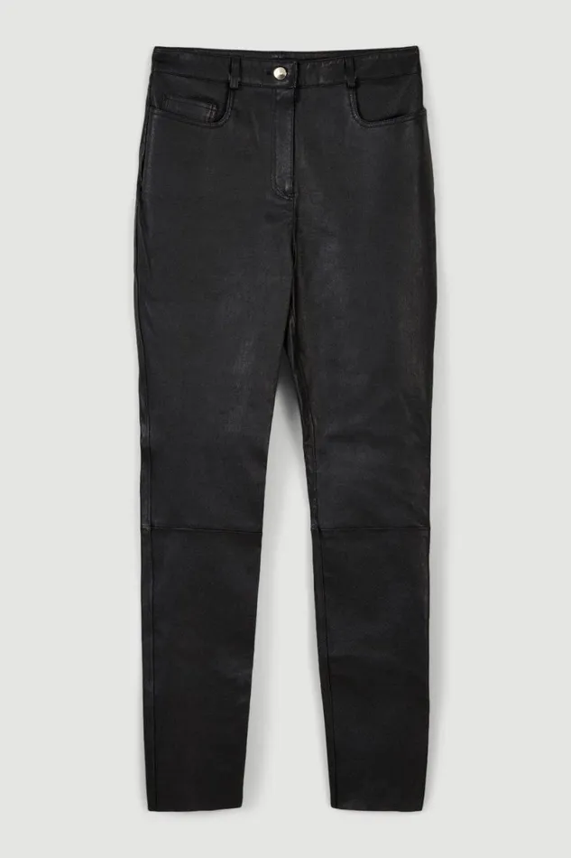 Stretch 5 Pocket Leather Jean Black Women Karen Millen Jeans