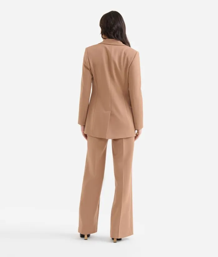 Stretch Fabric Jacket With Geo Classic Waist Ties Camel Woman Alviero Martini Coats and Jackets