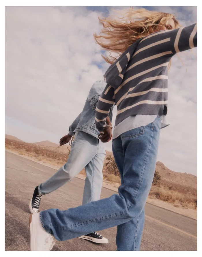 Striped Olney Henley Hoodie Sweater Sunfaded Indigo Women Madewell Sweaters Striped Olney Henley Hoodie Sweater Sunfaded Indigo Women Madewell Sweaters