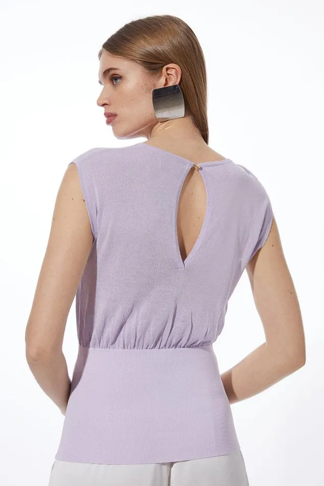 Summer RibCrepeKnit Top Mauve Women Karen Millen Tops