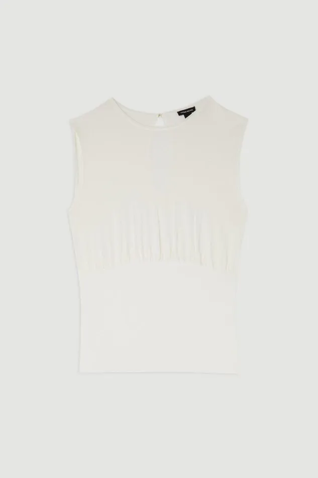 Summer RibCrepeKnit Top White Women Karen Millen Tops