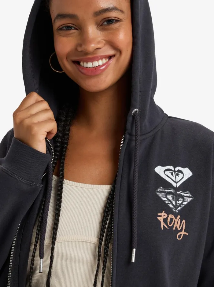 Surf Stoked 8211 ZipUp Hoodie Phantom Women Roxy Sweatshirts and Hoodies