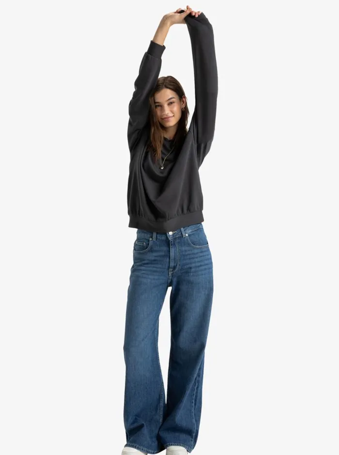 Surfing By Moonlight 8211 Pullover Sweatshirt Phantom Women Roxy Sweatshirts and Hoodies