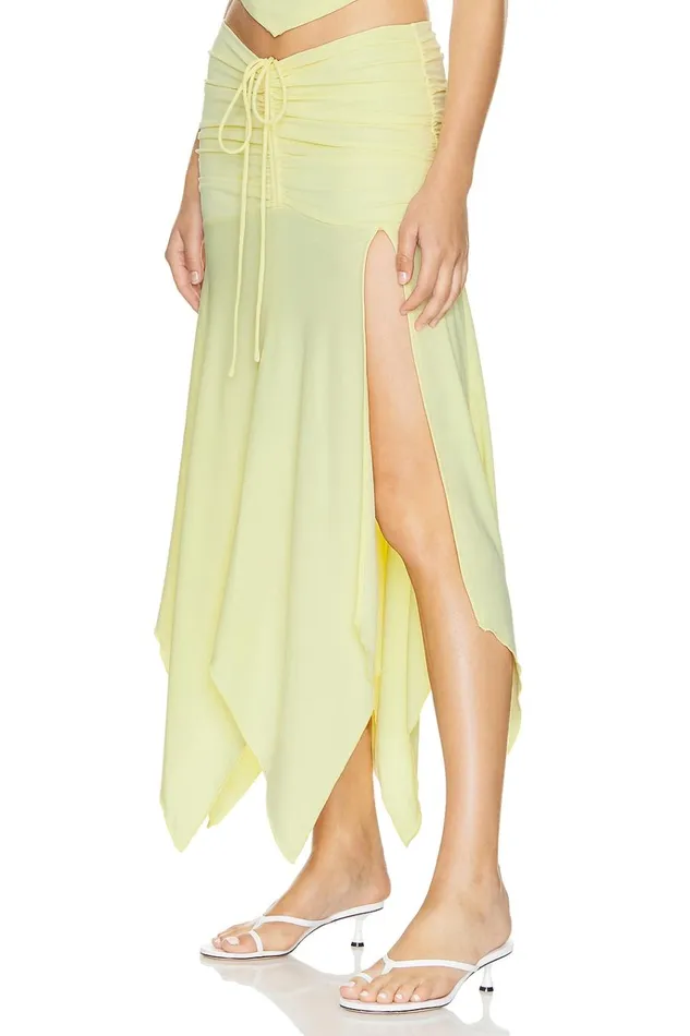 Surya Midi Skirt Soft Yellow Women Lovers Friends Skirts