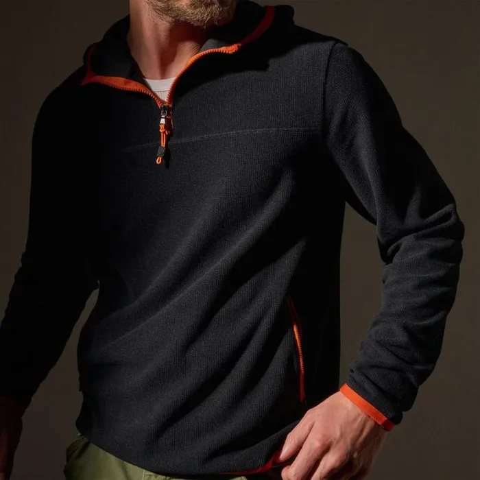 Sweat TopsBottoms Men James Perse Tech Waffle Performance Hoodie Blackorange