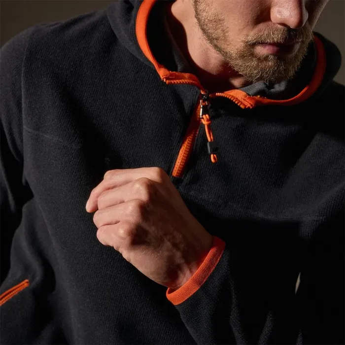 Sweat TopsBottoms Men James Perse Tech Waffle Performance Hoodie Blackorange