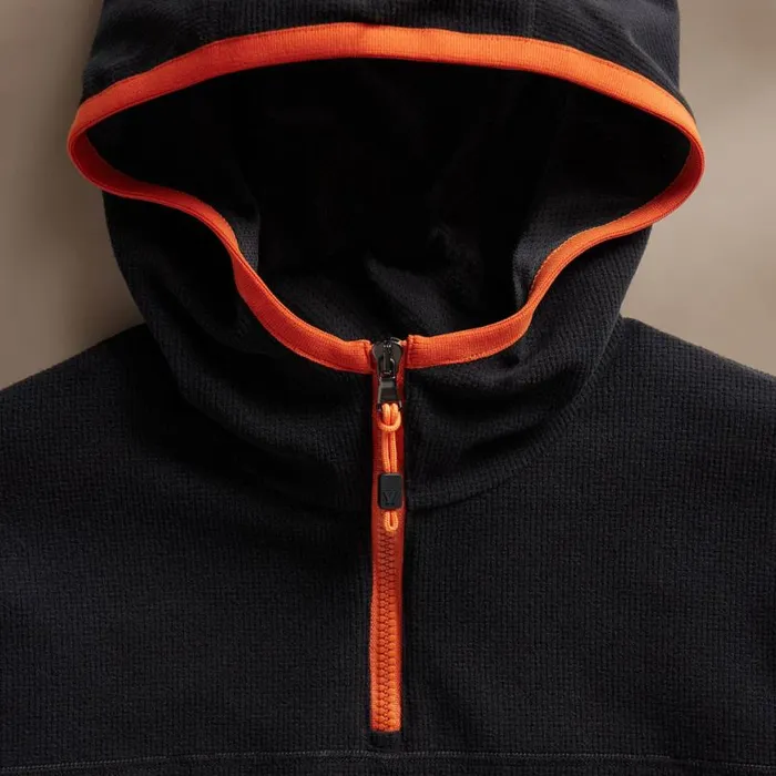 Sweat TopsBottoms Men James Perse Tech Waffle Performance Hoodie Blackorange