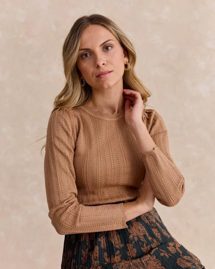 Sweater Knitted Minerva Camel Women Polin Et Moi Cardigans And Sweaters