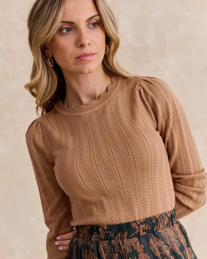 Sweater Knitted Minerva Camel Women Polin Et Moi Cardigans And Sweaters