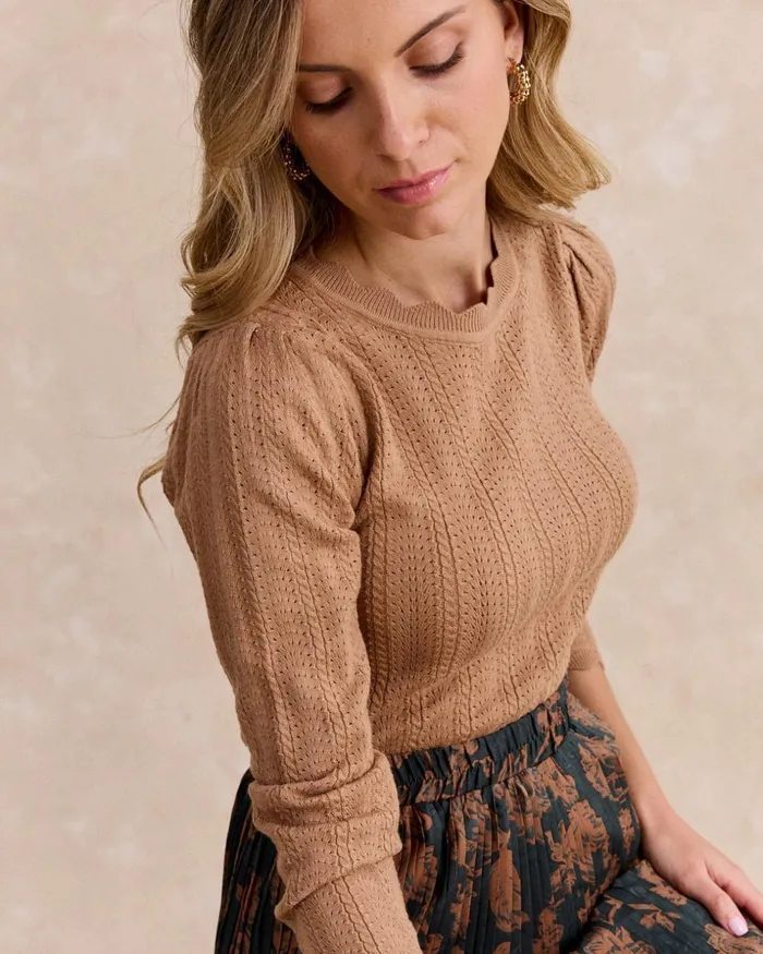 Sweater Knitted Minerva Camel Women Polin Et Moi Cardigans And Sweaters