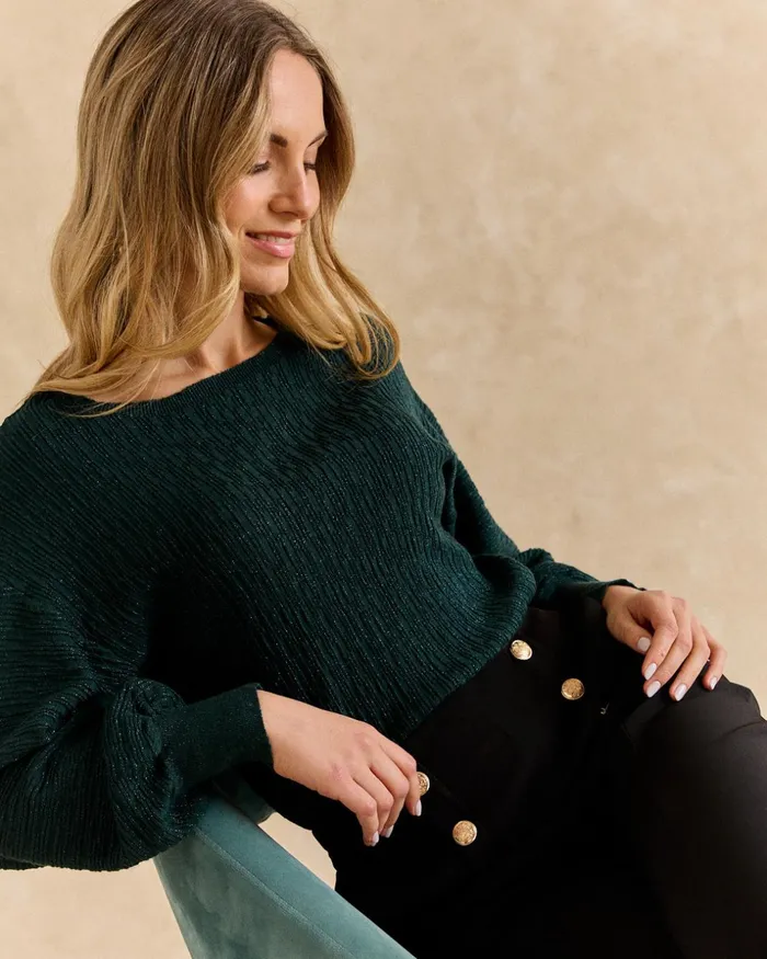 Sweater Lurex Carmina Green Forest Women Polin Et Moi Cardigans And Sweaters Sweater Lurex Carmina Green Forest Women Polin Et Moi Cardigans And Sweaters
