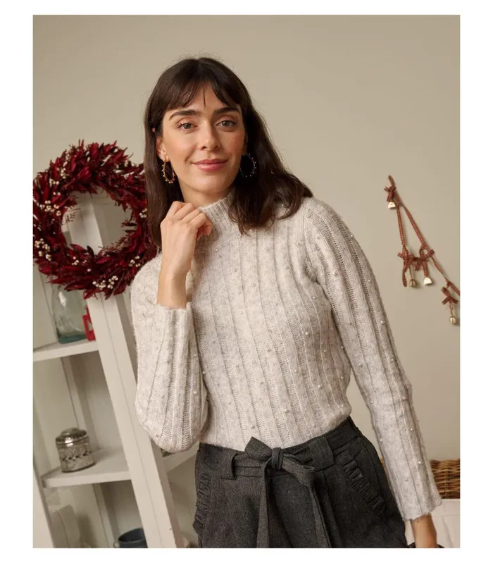 Sweater Perlas Ibaira Grey Women Polin Et Moi Cardigans And Sweaters