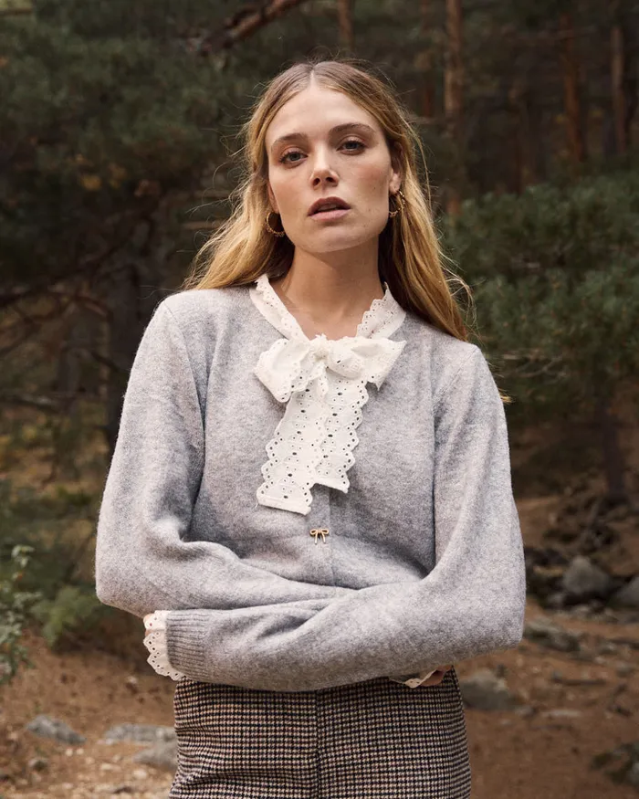 Sweater Yunia Ties Grey Women Polin Et Moi Cardigans And Sweaters