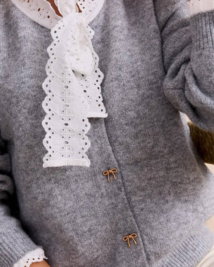 Sweater Yunia Ties Grey Women Polin Et Moi Cardigans And Sweaters Sweater Yunia Ties Grey Women Polin Et Moi Cardigans And Sweaters