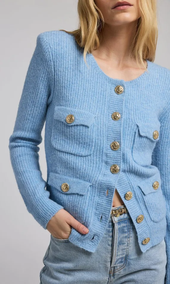 Sweaters and Sweatshirts Women Generation Love Clothing Ellison Rib Cardigan Blue