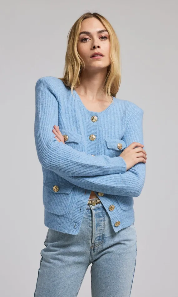 Sweaters and Sweatshirts Women Generation Love Clothing Ellison Rib Cardigan Blue