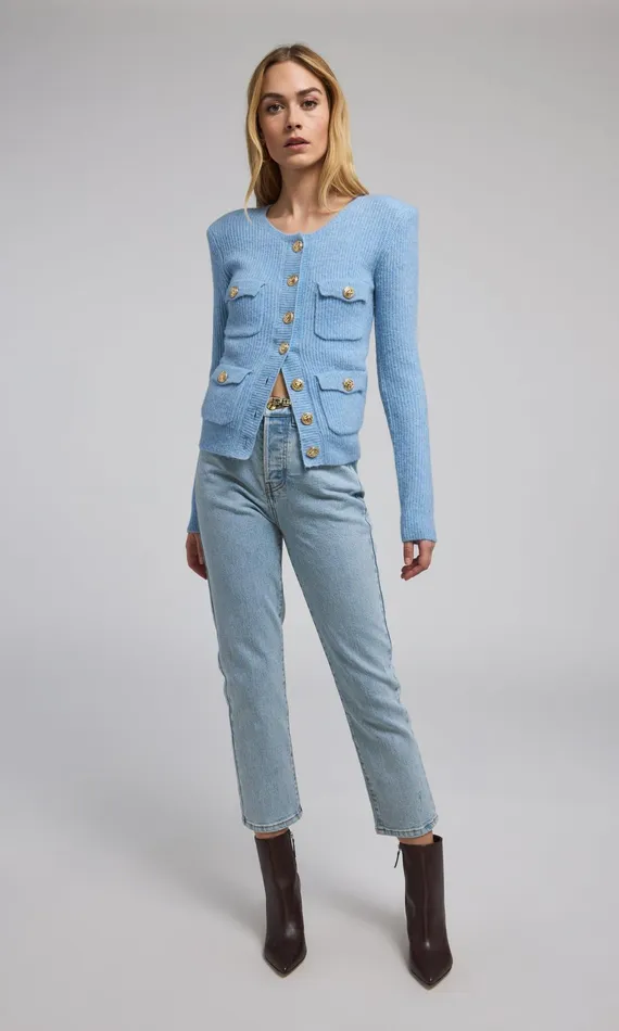 Sweaters and Sweatshirts Women Generation Love Clothing Ellison Rib Cardigan Blue