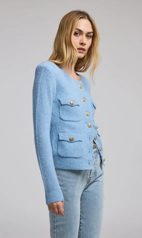 Sweaters and Sweatshirts Women Generation Love Clothing Ellison Rib Cardigan Blue