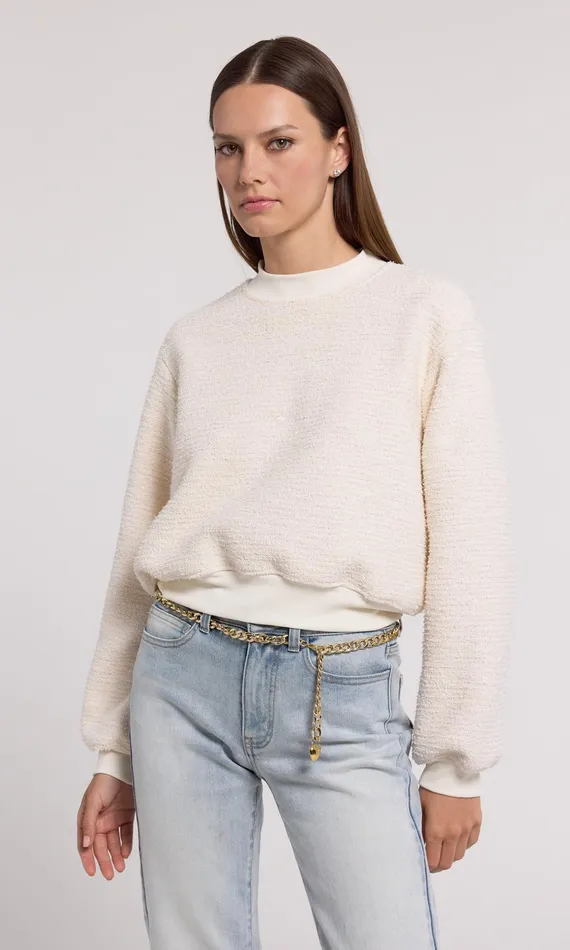 Sweaters and Sweatshirts Women Generation Love Clothing Julie Tweed Sweatshirt Cream