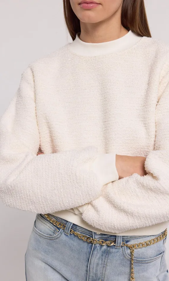 Sweaters and Sweatshirts Women Generation Love Clothing Julie Tweed Sweatshirt Cream