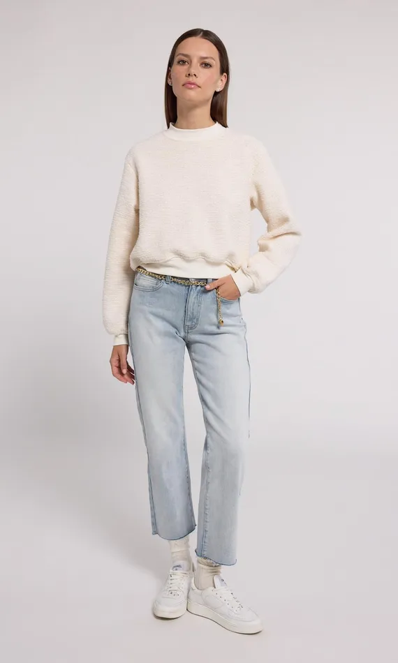 Sweaters and Sweatshirts Women Generation Love Clothing Julie Tweed Sweatshirt Cream