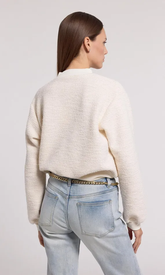 Sweaters and Sweatshirts Women Generation Love Clothing Julie Tweed Sweatshirt Cream