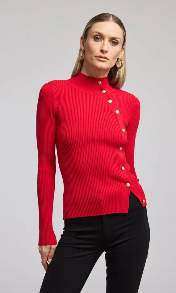 Sweaters and Sweatshirts Women Generation Love Clothing Margaret Rib Top Red
