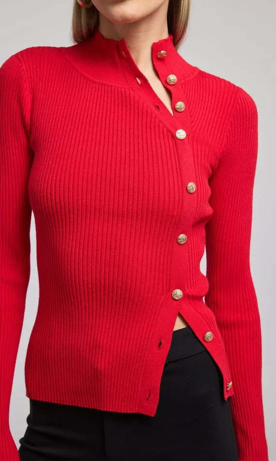 Sweaters and Sweatshirts Women Generation Love Clothing Margaret Rib Top Red