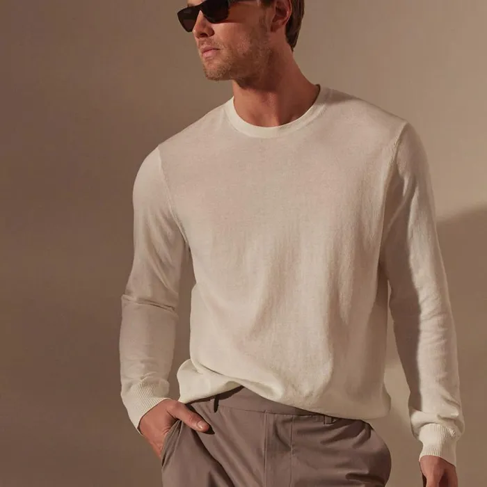 Sweaters Men James Perse Stretch Cotton Crew Sweater White