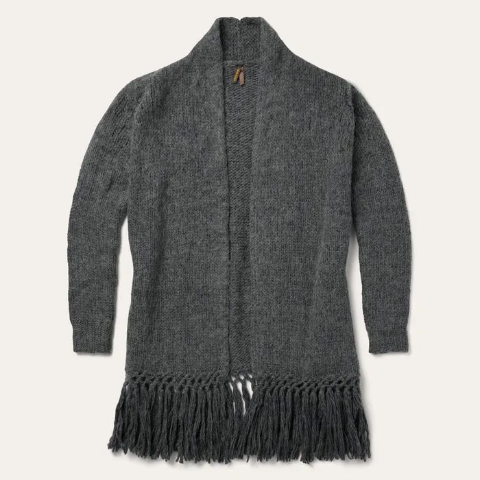 Sweaters Women Stetson Charcoal Fringed Cardigan Grey