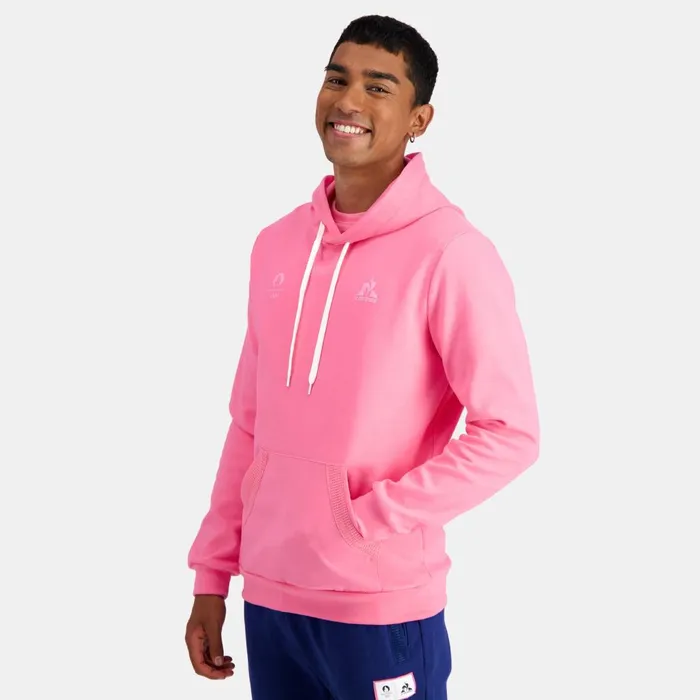 Sweatshirts Men Le Coq Sportif Paris 2024 Hoodie Pink Carnation