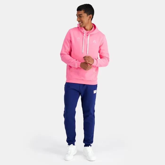 Sweatshirts Men Le Coq Sportif Paris 2024 Hoodie Pink Carnation