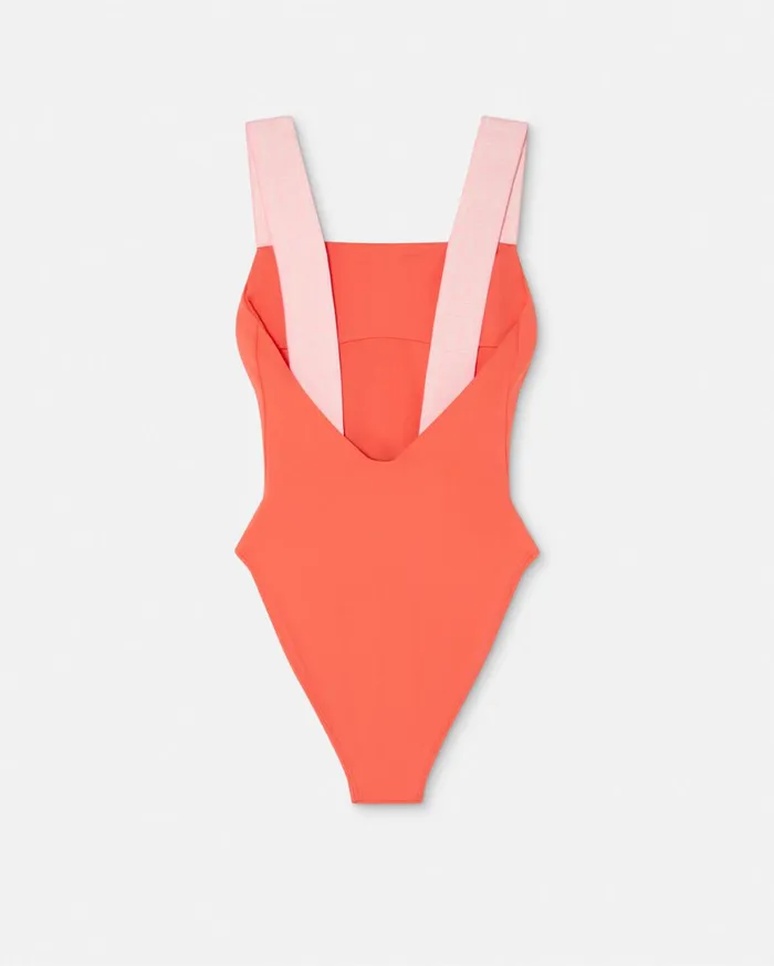 Swimwear Women Versace Greca Border OnePiece Swimsuit Coral